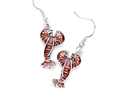 Liavy's Red Lobster Fashionable Earrings - Enamel - Fish Hook - Unique Gift and Souvenir