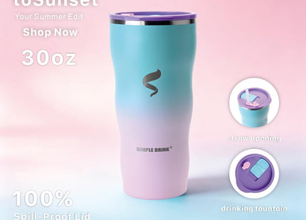 SIMPLE DRINK 30 oz Insulated Tumbler with Straw and Lid, Mermaid Dream