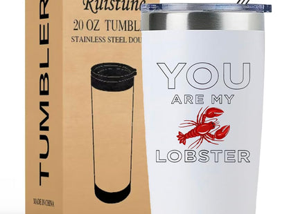 Ruistune You Are My Lobster Quote Tumbler - 20oz Retro Friendship Gift for Best Friends, Couples - Funny 90s TV Show Inspired Design - Stainless Steel Vacuum Insulated Travel Mug, White