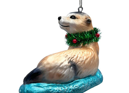 Cute Otter Glass Christmas Ornament, Exotic Animal Tree Decoration