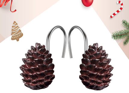 12-Pack Christmas Pinecone Decorative Shower Curtain Hook Bathroom Rod Hook