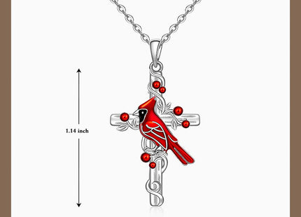 Talonior Red Cardinal Necklace for Women Sterling Silver Cardinal Cross Necklace Pendant Memorial Sympathy Cardinal Jewelry Charm Mothers Day Gifts