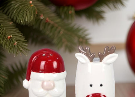 The Bridge Collection Christmas Reindeer & Santa Salt & Pepper Shaker Set