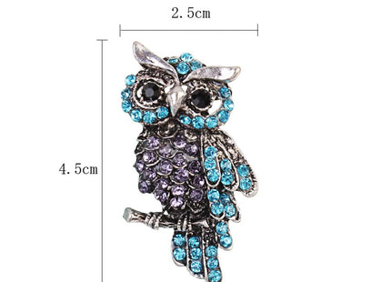 Exquisite Rhinestone Owl Brooch Cute Animal Full Crystal Owl Brooch Pin for Women Christmas Enamel Xmas Party Decor Gift (L:Anti-silver Owl)