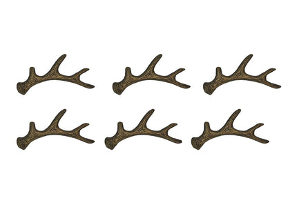 Zeckos Set of 6 Deer Antler Drawer Pulls, 6.25 Inch Bronze Cast Iron