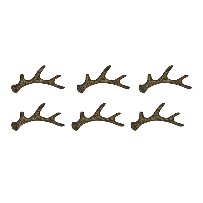 Zeckos Set of 6 Deer Antler Drawer Pulls, 6.25 Inch Bronze Cast Iron