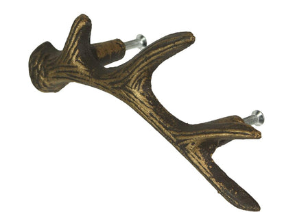 Zeckos Set of 6 Deer Antler Drawer Pulls, 6.25 Inch Bronze Cast Iron