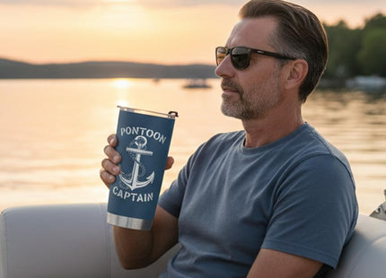 FROOBLEQUIRK Pontoon Captain 20 oz Tumbler – Funny Boating & Lake Life Drinkware, Gift for Boat Owners & Pontoon Lovers, Nautical Stainless Steel Insulated Cup