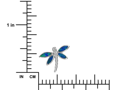 Sterling Silver Synthetic Blue Opal Dragonfly Stud Earrings