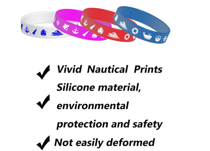 CupaPlay 24PCS Nautical Rubber Silicone Wristbands-Nautical Themed Party Supplies Decorations Coastal Beach/Birthday /Prizes Rewards Favors