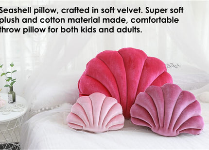 Patty Both Seashell Decorative Pillow Velvet Seashell Throw Pillow, Sea Shell Shaped Throw Pillow Decorative Pillows for Bed Couch Home Office Decor (Pink, Small(12.8 * 10in 0.3kg))