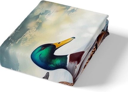 Erosebridal Mallard Duck Comforter Cover Full Size Duck Hunting Bed Set, Wild Animal Duvet Cover Rustic Farmhouse Lodge Cabin Bedding Set, Watercolor Oil Painting Art Bedspread Cover 3-Piece