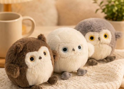 ELAINREN Chubby Brown Owl Stuff Animal Realisitc Owl Plush Bird Toy 3.9''