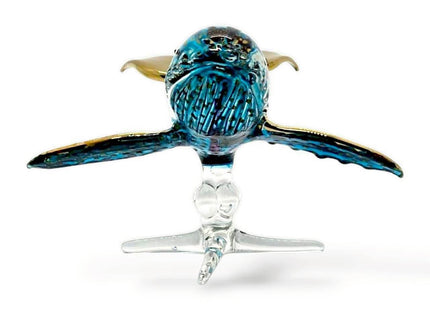 WitnyStore 5¼" Blue Gold Dotted Whale On Stand Artistic Blown Glass Figurine Premium Hand-Blown Statue Tabletop Decoration Unique Collectible for Adult Collectors Handcrafted Elegant Home Room Decor
