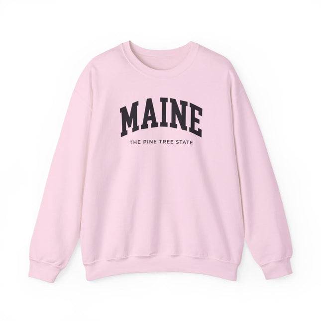 CUSTOMI Maine Adult Unisex Crewneck Sweatshirt, Light Pink, L