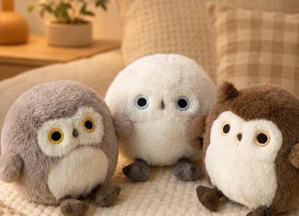 ELAINREN Chubby Brown Owl Stuff Animal Realisitc Owl Plush Bird Toy 3.9''