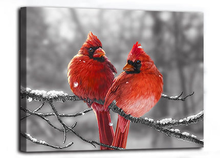 Cardinal Wall Art Red Bird Canvas Prints Cardinal Painting Picture Stretched and Framed for Holiday Decor 12x16inch