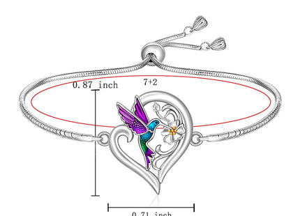 Hummingbird Bracelets for Women Sterling Silver Purple Hummingbird Bracelet