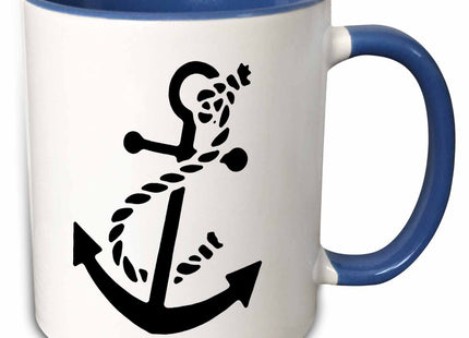 3dRose TNMGraphics Nautical - Ships Anchor 11oz Two-Tone Blue Mug
