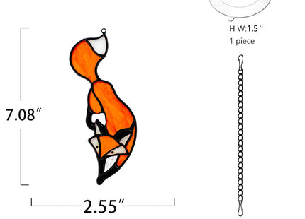BOXCASA Fox Suncatcher for Window, Fox Stained Glass Window Hanging Decor