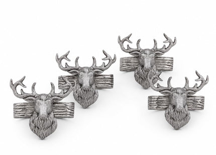 Arthur Court Elk Head Napkin Rings - Rustic Metal Set of 4 for Lodge Decor, Thanksgiving & Holiday Dining