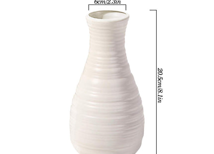 Unbreakable Vase for Flowers, Ceramic Look Plastic Vase for Home Decor, Living Room, Table (Seashell White)