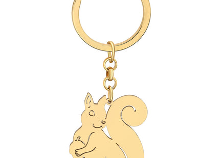 DOWAY Cute Stainless Squirrel Keychains Gifts Nature Animals Keyrings Jewelry Handbag Car Accessories Charms for Women Girls (Silver Squirrel A)
