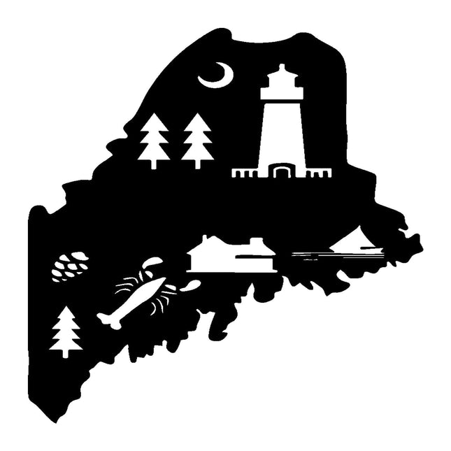 Maine State Lighthouse Lobster Metal Wall Art. Metal Outdoor Decor. Metal Signs. WallArt Decor. Rustic Farmhouse Minimalist Artwork. Elegant Stunning Home Decoration for Living Room Bedroom Office. (Black,12 Inches)