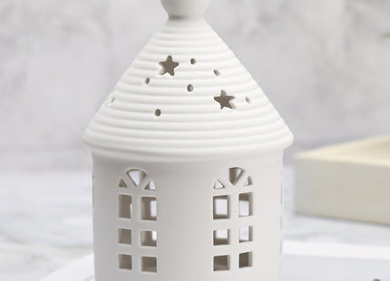 Yeerockal Ceramic Lighthouse Home Decoration Tabletop Handcarved Porcelain Figures with LED Light Battery Included