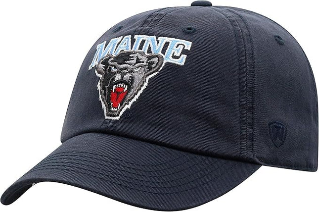 Collegiate Hats - Fitted Caps Adjustable Hats and Snapbacks Available (Adjustable Hat, Maine Logo Navy)