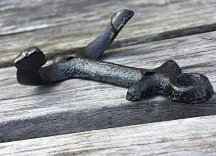 Facaler Nautical Cast Iron Ship Anchor Weathered Nautical Wall Hooks Coat Hook, Screws Included (5 PCS)