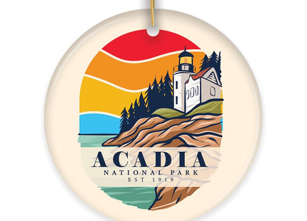 Acadia National Park Retro Style Ornament, Maine USA Tourist Attraction and Gift