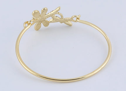 MANZHEN Crystal Dragonfly Bangle Bracelet Insect Jewelry (gold)
