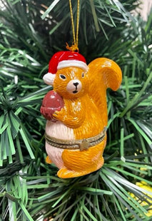 Hinged Porcelain Surprise Christmas Ornaments (Squirrel Hat)