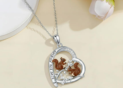 PROESS Mother Daughter Squirrel Necklace 925 Sterling Silver Squirrel Pendant Necklace Cute Animal Jewelry Gifts for Women