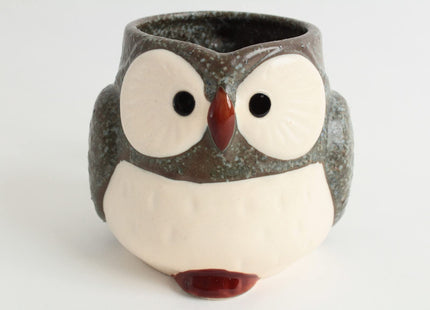Mino ware Japanese Pottery Mug Cup Owl Shape made in Japan (Japan Import) CPM101 (Stone Charcoal)