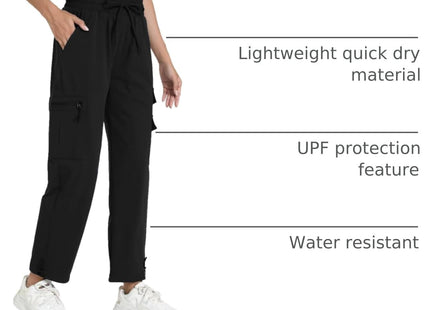 Quick Dry Lightweight Women's Hiking Cargo Pants With 5 Pockets(Black XL)