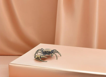ULTNICE Retro Crab Ornaments 3Pcs Mini Brass Crabs Adornments for Home Office Tea House Desktop Decor 2.00X1.18X0.51In Creative Animal Figurines