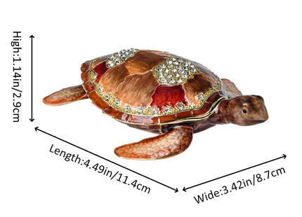 Sea Turtle Trinket Box, 4.5" Turtle Figurine, Hinged Jewelry Box