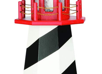 DutchCrafters Wooden St. Augustine Decorative Lighthouse Statue, 3' Tall, Black/White/Red - Amish Made in America