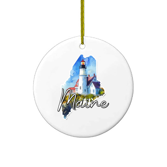 States Watercolor Maine Ornament | Decorative XMAS Tree Ornament Gift