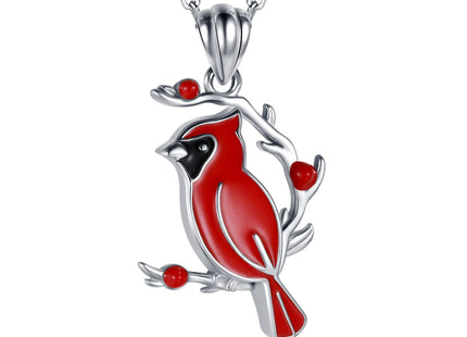 APOTIE Red Cardinal Necklace 925 Sterling Silver I am Always With You Memorial Pendant Jewelry Gifts for Women (02 Branch Cardinal)