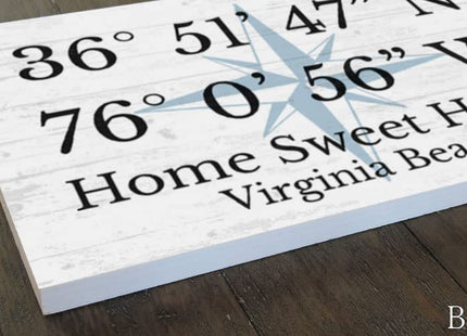 GPS Sign Personalized Location CUSTOM Coordinates Beach House or Lake Home Address Latitude Longitude Wall Art Decor - Solid Wood - 16.5" x 10.5"