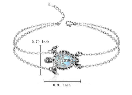Sea Turtle Anklet Bracelets for Women Sterling Silver Ocean Turtle Ankle