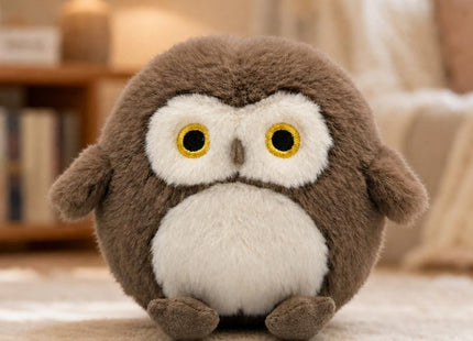 ELAINREN Chubby Brown Owl Stuff Animal Realisitc Owl Plush Bird Toy 3.9''