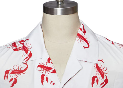 MelangCos Men's Kramer Lobster Shirt Button-Up White Shirt Short Sleeve Hawaiian Shirts (White, M)
