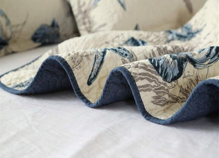 LIVILAN Nautical Theme Bedspread 3-Piece Reversible Queen Quilt Set, Cotton Fabric All-Season Coastal Beach Quilts Coverlet Set, Navy Blue Quilt (90 X 98 '') 2 Pillowcases (20 X 27'')