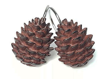 Gracelife Set of 12 Pinecone Shower Curtain Hooks Bathroom Rolling Hangers Curtain Sliding Hooks Resin Pothook