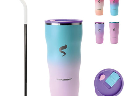 SIMPLE DRINK 30 oz Insulated Tumbler with Straw and Lid, Mermaid Dream