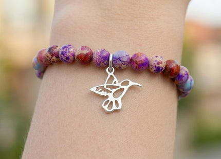 ARHTF Hummingbird Gifts for Women Hummingbird Bracelet Humming bird Charm Hummingbirds Jewelry hummingbirds Quote hummingbird Inspirational Gift(Purple hu mmingbird gifts)
